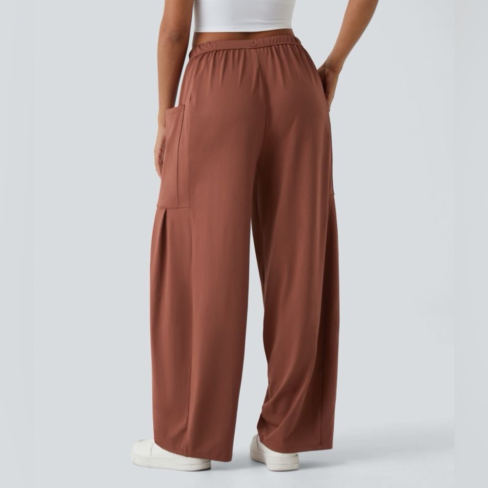 HALARA Maple Syrup Brown Drawstring Wide Leg Baggy Palazzo Yoga Pants Women’s S - Picture 3 of 8